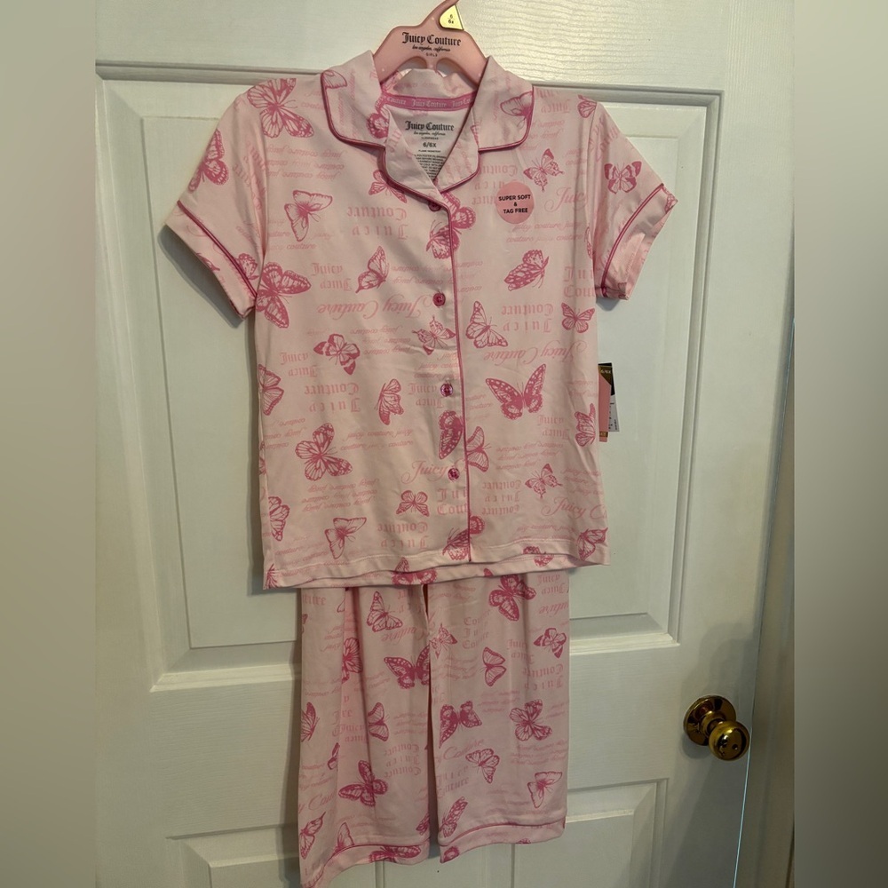 Juicy Couture Girls Pink Butterfly PJ Set 6/6X NWT